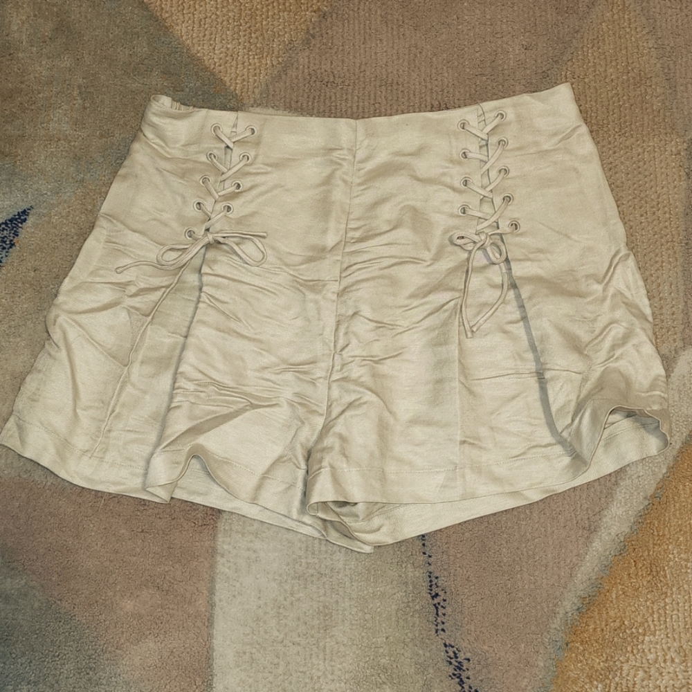 Tie Front Sailor Flare Khaki Short